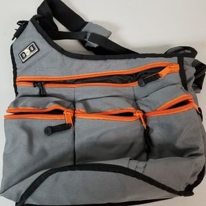 Diaper bag for Dads, grey and orange, great cond.